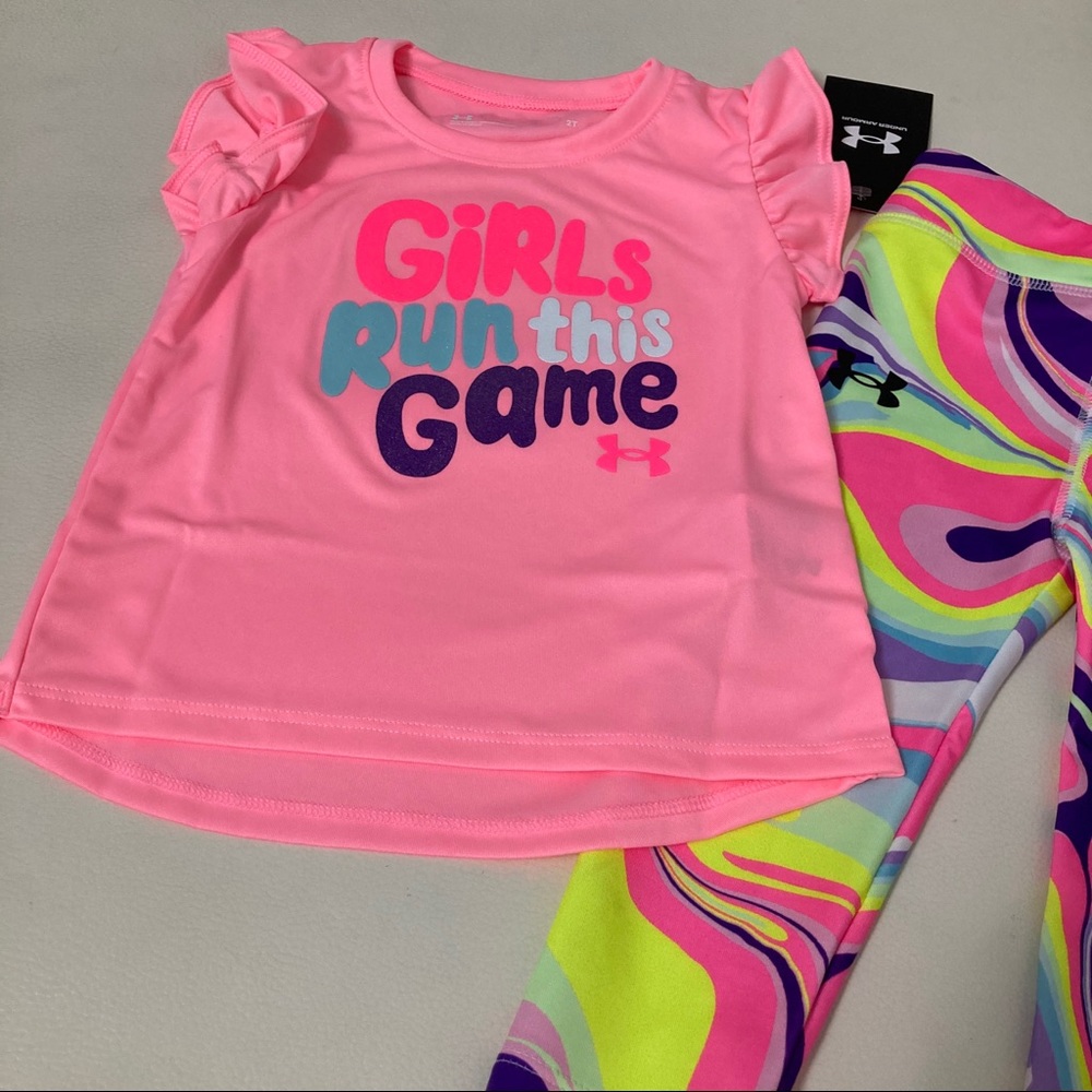 Under Armour cute pink neon leggings set 1002 - Picture 5 of 6